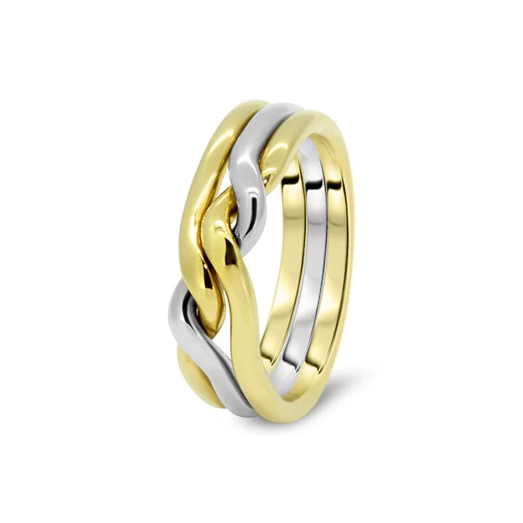 Puzzle rings with a nautical theme for beach loversMens Gold 3CN-M