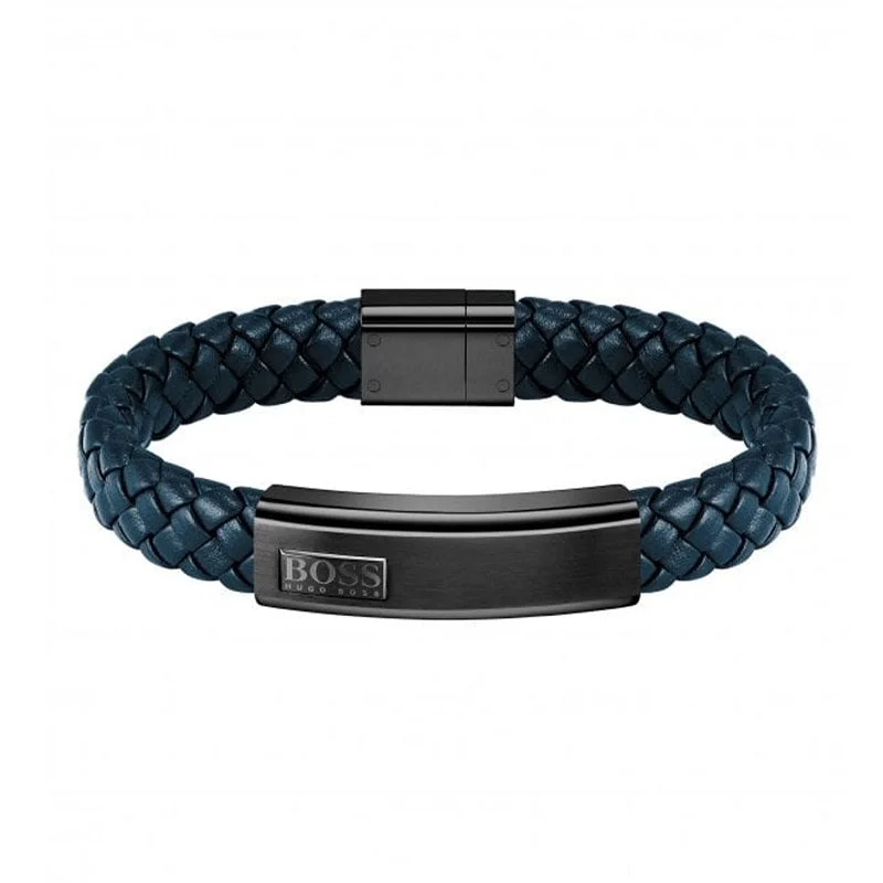 Boss Jewellery Blue Leather Magnetic Clasp Lander Bracelet