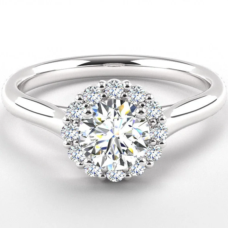 Signature - Design Women's Diamond Rings with a Brand - Specific Pattern and High - Quality DiamondsEthically Sourced Platinum Round Brilliant Cut Lab Created Diamond Halo Engagement Ring Signature - Design Women's Diamond Rings with a Brand - Specific Pattern and High - Quality DiamondsEthically Sourced Platinum Round Brilliant Cut Lab Created Diamond Halo Engagement Ring