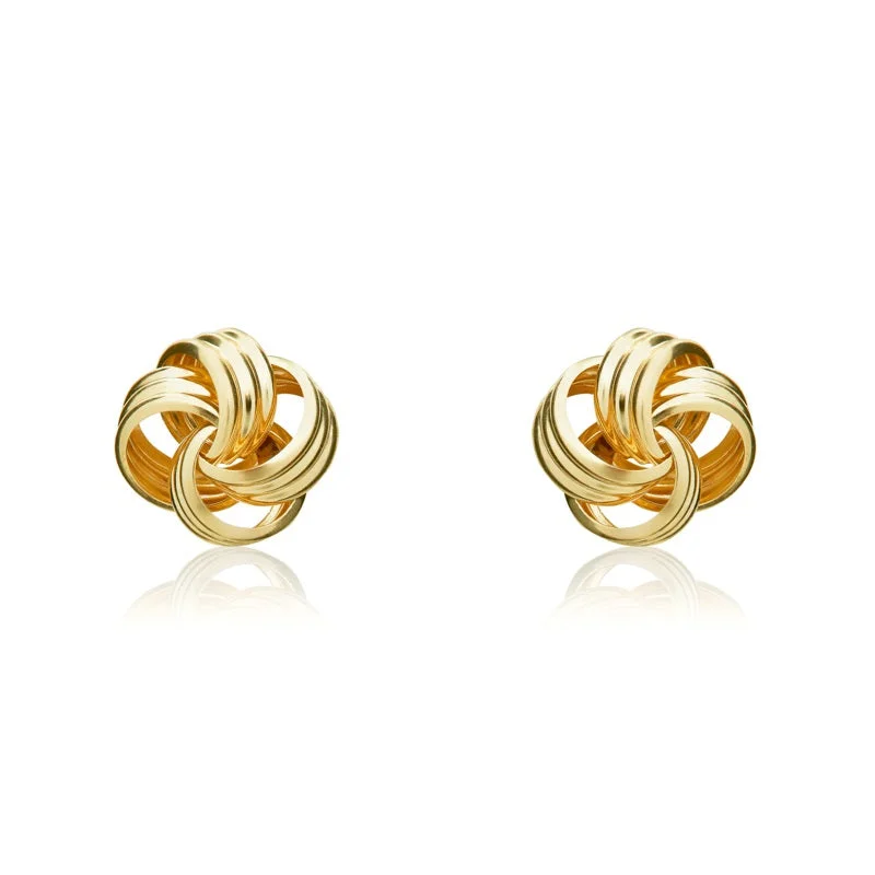 9ct Yellow Gold 9mm Looped Knot Stud Earrings