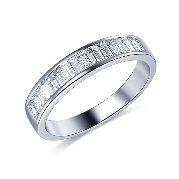 Anniversary rings with a diamond - and - aquamarine combination0.8ct.w Channel Set Baguette Diamond Wedding Band 14K White Gold Anniversary rings with a diamond - and - aquamarine combination0.8ct.w Channel Set Baguette Diamond Wedding Band 14K White Gold