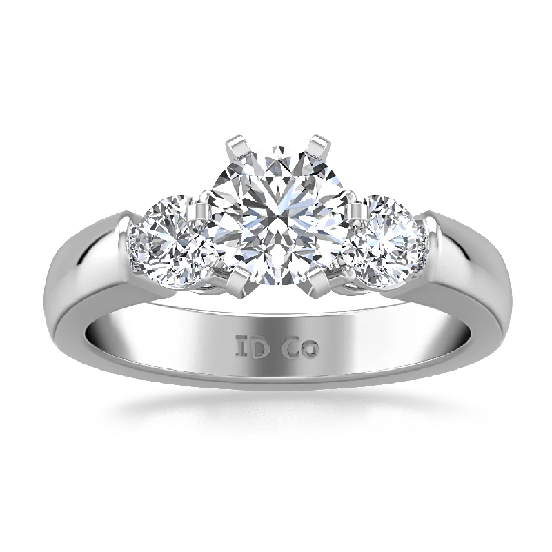 Boho - Style Women's Rings with Turquoise and Leather AccentsRound Diamond Three Stone Engagement Ring Justine 14K White Gold Boho - Style Women's Rings with Turquoise and Leather AccentsRound Diamond Three Stone Engagement Ring Justine 14K White Gold