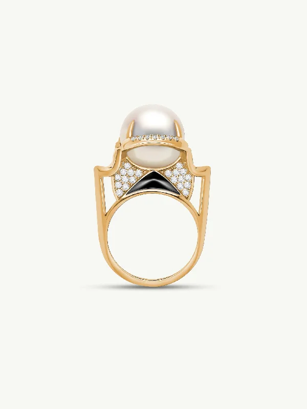 Women's Infinity Symbol Rings in Rose Gold for a Romantic TouchIsis Goddess Ring With White South Sea Pearl & Pavé-Set Brilliant White Diamonds In 18K Yellow Gold Women's Infinity Symbol Rings in Rose Gold for a Romantic TouchIsis Goddess Ring With White South Sea Pearl & Pavé-Set Brilliant White Diamonds In 18K Yellow Gold