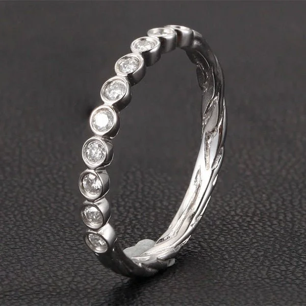 Anniversary rings with a diamond - and - sapphire combinationBezel-Set Diamond Hand Crafted Twig Wedding Band Anniversary rings with a diamond - and - sapphire combinationBezel-Set Diamond Hand Crafted Twig Wedding Band