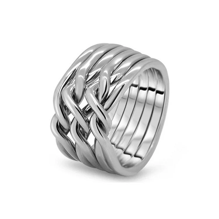 Puzzle rings with a peacock pattern for beauty and prideMens Platinum 6CN-M