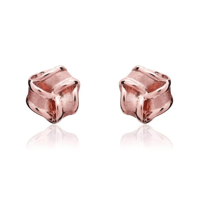 9ct Rose Gold 7.5mm Looped Knot Stud Earrings