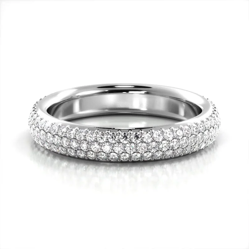Channel - Set Women's Diamond Rings with Diamonds Securely Held in a Metal Groove for Durability1.38 ct. Round Diamond Triple Row Wedding band Channel - Set Women's Diamond Rings with Diamonds Securely Held in a Metal Groove for Durability1.38 ct. Round Diamond Triple Row Wedding band