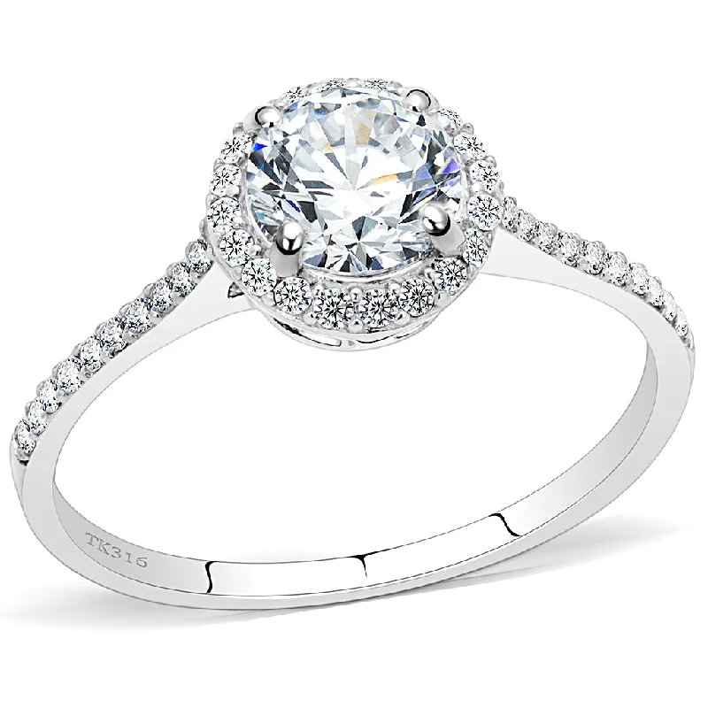 Anniversary rings with a diamond - and - emerald combinationCJ022 Wholesale Stainless Steel AAA Grade CZ Halo-Set Engagement Ring Anniversary rings with a diamond - and - emerald combinationCJ022 Wholesale Stainless Steel AAA Grade CZ Halo-Set Engagement Ring