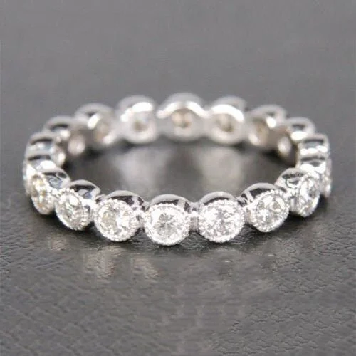 Anniversary rings with a diamond - and - sapphire combination0.72ct.w Bezel Set Diamond Bubble Eternity Wedding Band with Milgrain Anniversary rings with a diamond - and - sapphire combination0.72ct.w Bezel Set Diamond Bubble Eternity Wedding Band with Milgrain