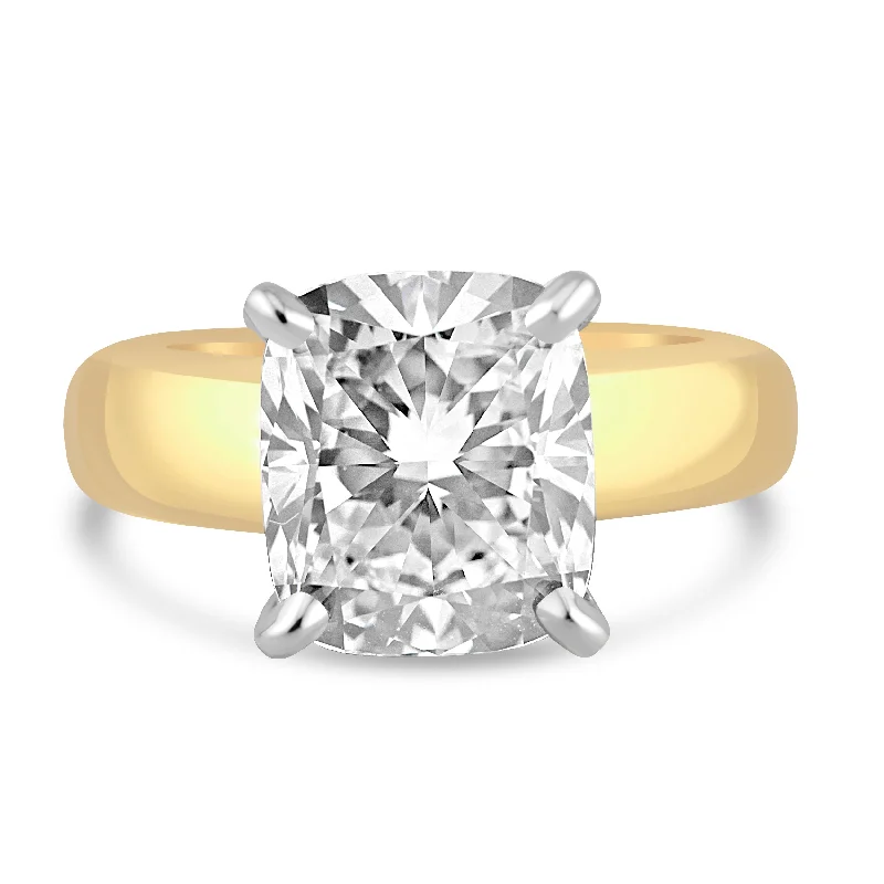 18k Yellow Gold 3.50ct Lab Grown Elongated Cushion Diamond Solitaire Engagement Ring 18k Yellow Gold 3.50ct Lab Grown Elongated Cushion Diamond Solitaire Engagement Ring