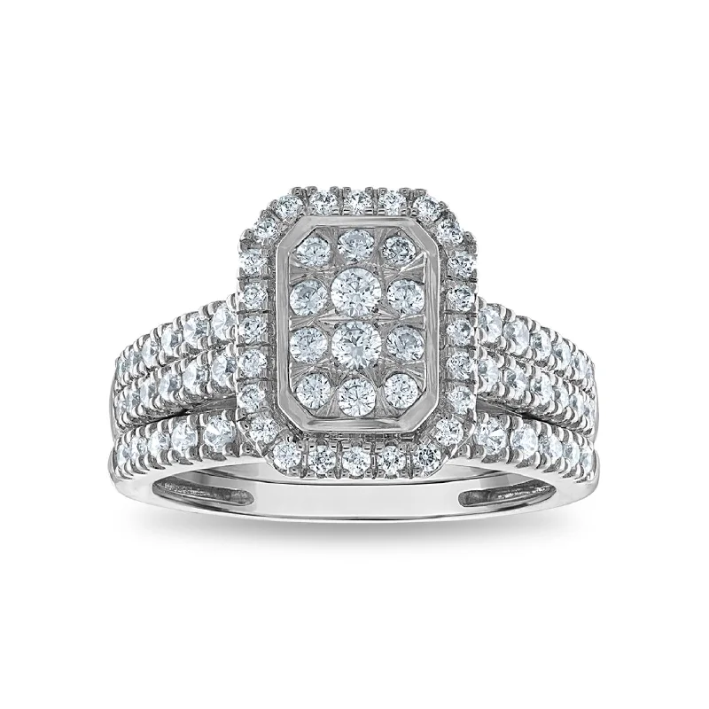 Men's Emerald Engagement Rings with 14K Yellow Gold and Vintage - Style FiligreeEcoLove 1 CTW Lab Grown Diamond Halo Bridal Set in 10KT White Gold Men's Emerald Engagement Rings with 14K Yellow Gold and Vintage - Style FiligreeEcoLove 1 CTW Lab Grown Diamond Halo Bridal Set in 10KT White Gold