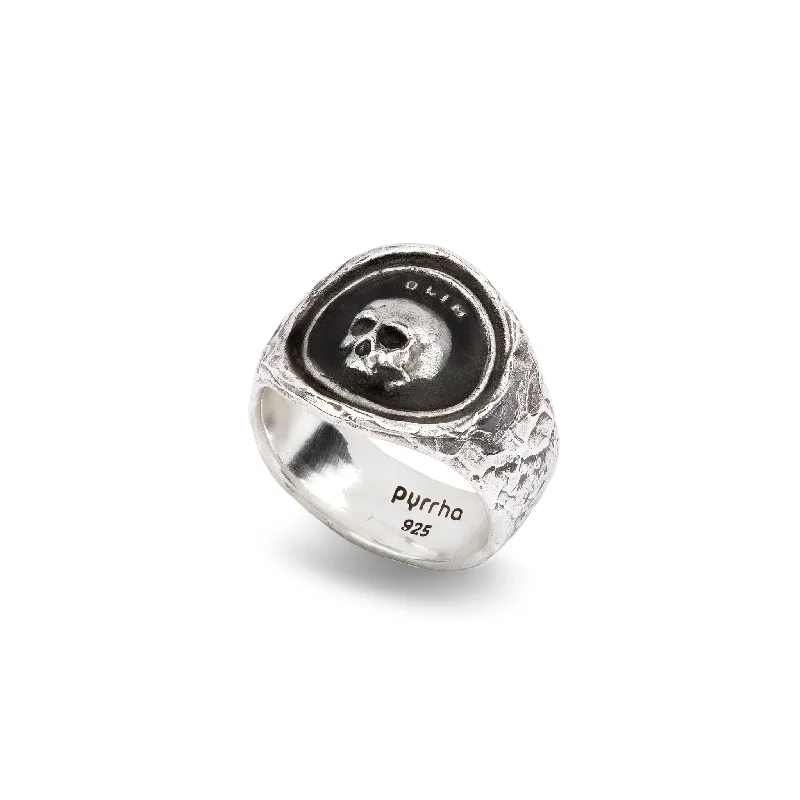 Gothic - Style Women's Rings with Black Onyx and Silver SkullsWhat Once Was Narrow Formed Band Ring Gothic - Style Women's Rings with Black Onyx and Silver SkullsWhat Once Was Narrow Formed Band Ring