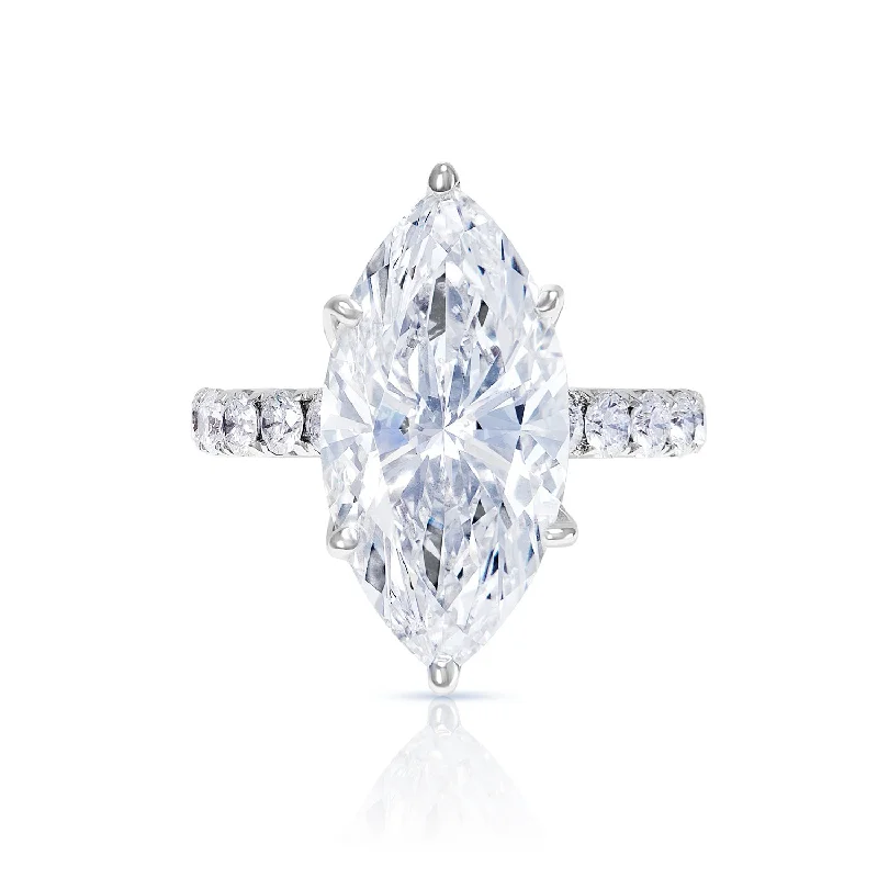Cushion - Cut Women's Diamond Rings in Platinum with a Soft and Romantic Appearance8 Carat Marquise Cut Lab Grown Diamond Engagement Ring. IGI Certified Cushion - Cut Women's Diamond Rings in Platinum with a Soft and Romantic Appearance8 Carat Marquise Cut Lab Grown Diamond Engagement Ring. IGI Certified