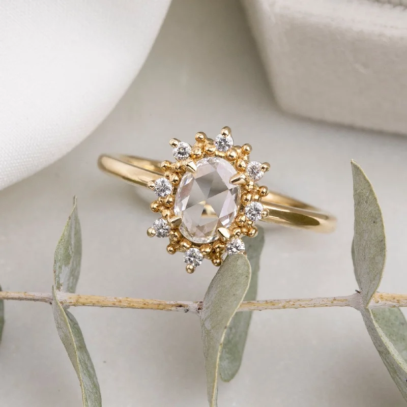 Signature - Design Women's Diamond Rings with a Brand - Specific Pattern and High - Quality DiamondsVictoria Ring, 0.49ct Oval Rose Cut Diamond, 14K Yellow Gold (One of a kind) Signature - Design Women's Diamond Rings with a Brand - Specific Pattern and High - Quality DiamondsVictoria Ring, 0.49ct Oval Rose Cut Diamond, 14K Yellow Gold (One of a kind)