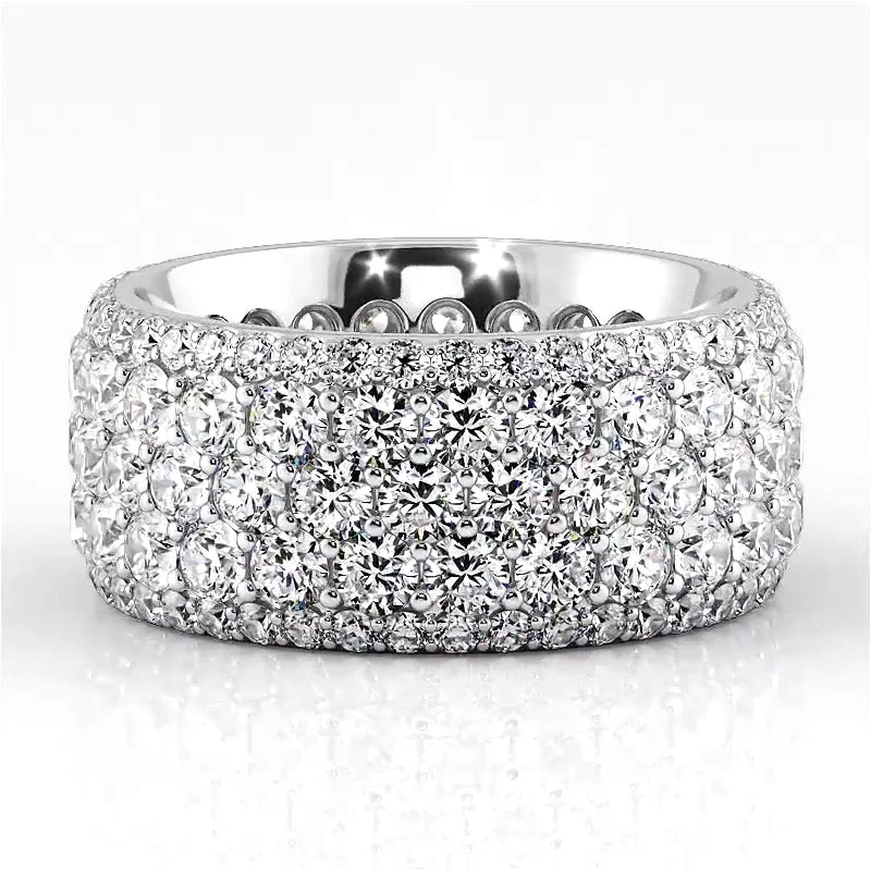 Cathedral - Style Women's Diamond Rings with a Raised Center Setting and Elaborate Metalwork5.59 ct. Round Diamond Eternity Wedding Band Cathedral - Style Women's Diamond Rings with a Raised Center Setting and Elaborate Metalwork5.59 ct. Round Diamond Eternity Wedding Band