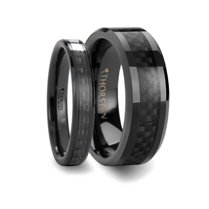Men's music - note rings for musiciansThorsten ONYX Black Carbon Fiber Inlaid Black Ceramic Wedding Band - 4mm - 12mm Men's music - note rings for musiciansThorsten ONYX Black Carbon Fiber Inlaid Black Ceramic Wedding Band - 4mm - 12mm