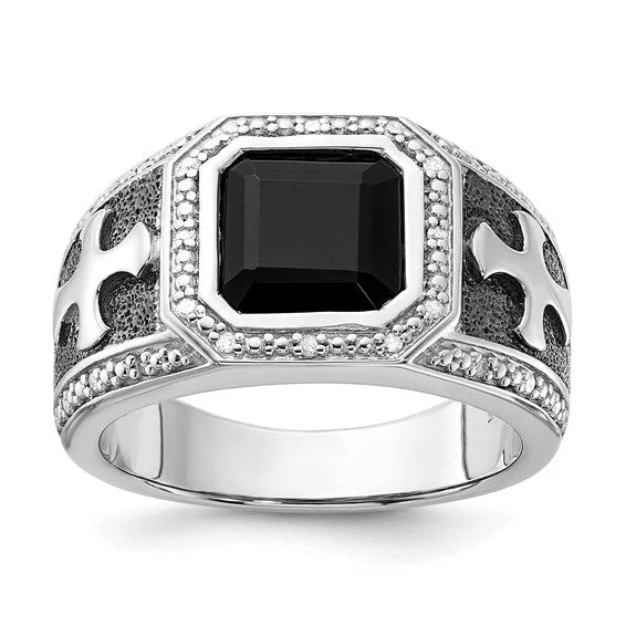 Men's gold signet rings with engraved initialsSterling Silver Diamond & Onyx Black Rhodium Plated Cross Men's Ring Men's gold signet rings with engraved initialsSterling Silver Diamond & Onyx Black Rhodium Plated Cross Men's Ring