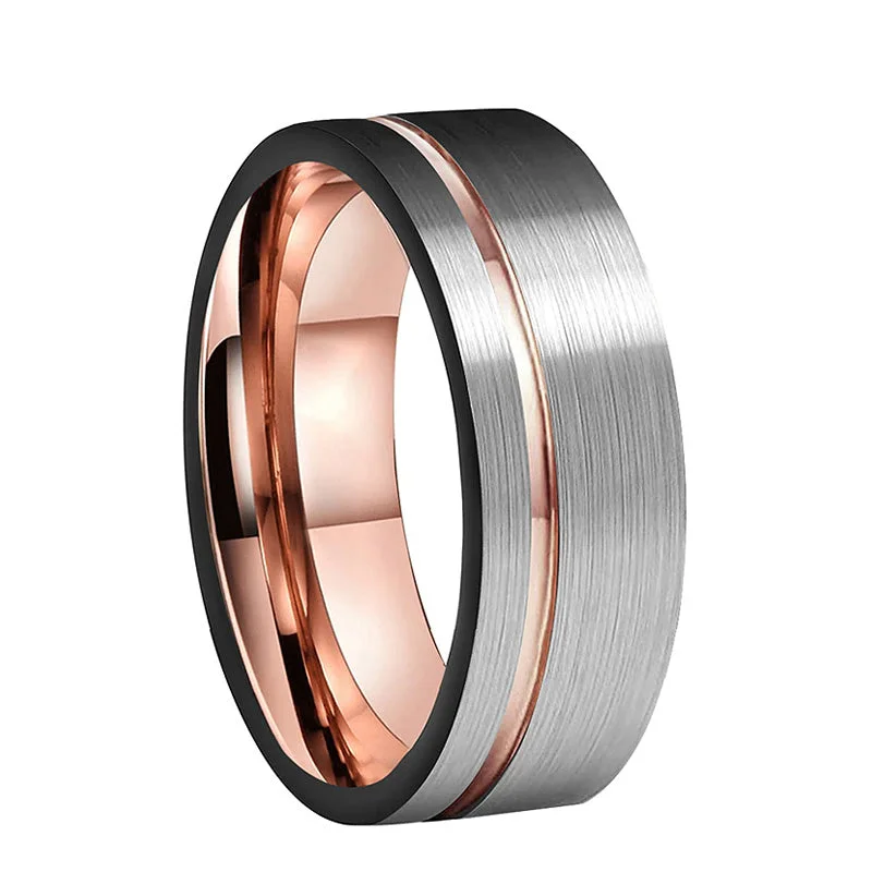 Men's stainless - steel promise rings with a matte finishSalman