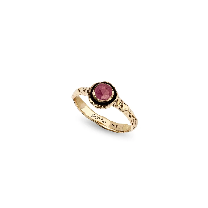 Boho - Style Women's Rings with Turquoise and Leather AccentsNarrow Ruby 14K Gold Faceted Stone Ring Boho - Style Women's Rings with Turquoise and Leather AccentsNarrow Ruby 14K Gold Faceted Stone Ring