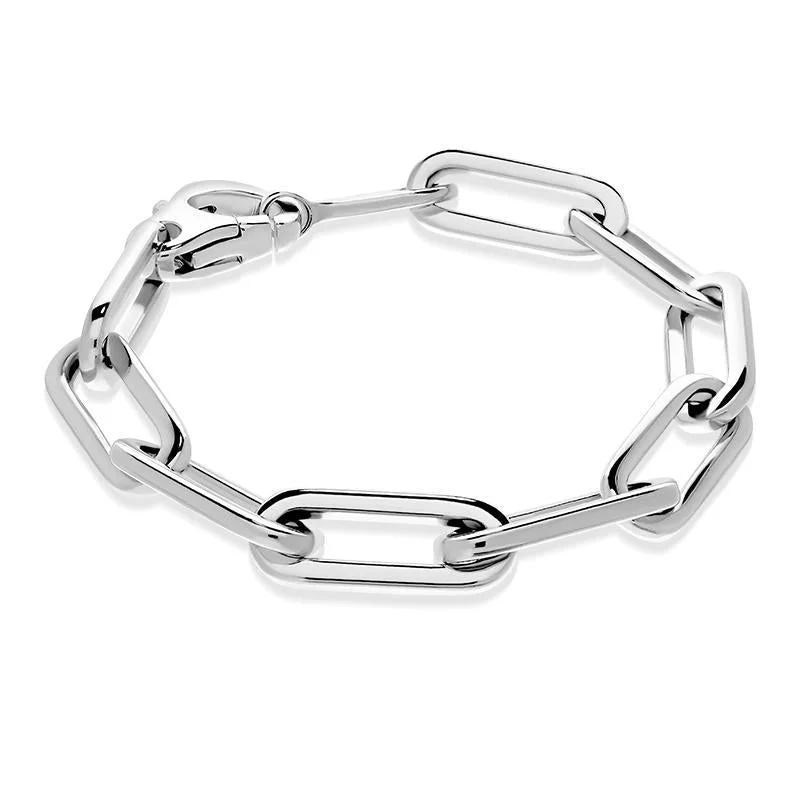 Sterling Silver Curved Square Link Bracelet