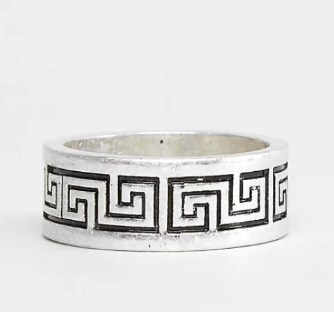 Men's Damascus - steel rings with a unique patternThe Labyrinth Ring