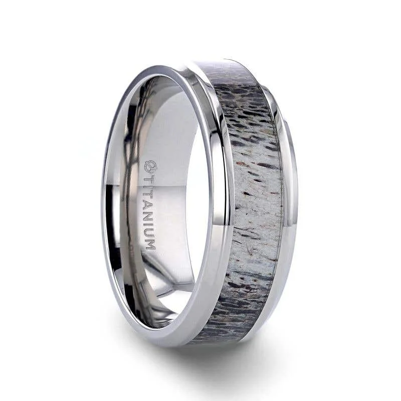 Men's waterproof rings for water - based activitiesThorsten CAIBOU Titanium Men's Wedding Band with Ombre Deer Antler Inlay - 8mm Men's waterproof rings for water - based activitiesThorsten CAIBOU Titanium Men's Wedding Band with Ombre Deer Antler Inlay - 8mm