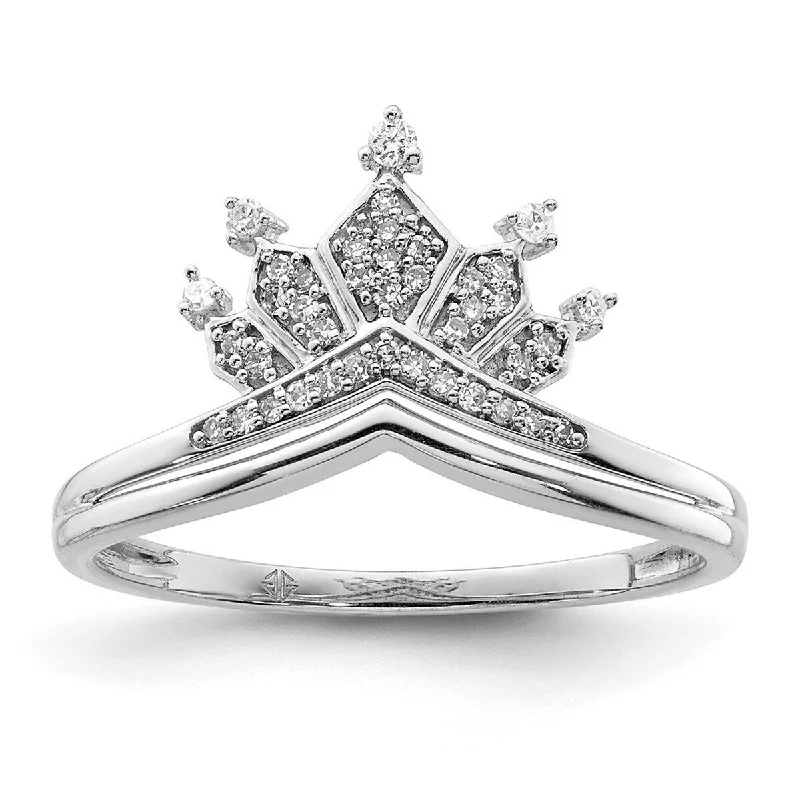 Cushion - Cut Women's Diamond Rings in Platinum with a Soft and Romantic AppearanceCurata 925 Sterling Silver Polished Prong set Open back Rhodium Plated Diamond Crown Ring Cushion - Cut Women's Diamond Rings in Platinum with a Soft and Romantic AppearanceCurata 925 Sterling Silver Polished Prong set Open back Rhodium Plated Diamond Crown Ring