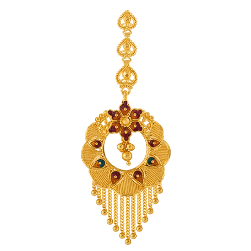 Tennis - Style Women's Diamond Rings with a Continuous Row of Diamonds for a Classic and Versatile Look22k Yellow Gold Maang Tika Tennis - Style Women's Diamond Rings with a Continuous Row of Diamonds for a Classic and Versatile Look22k Yellow Gold Maang Tika