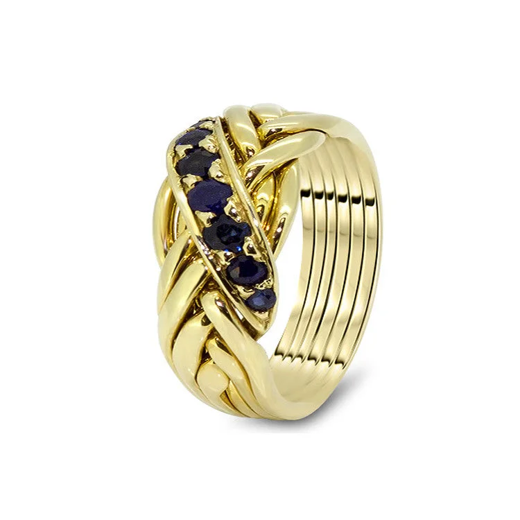 Infinity symbol puzzle rings for a symbolic touchMens Gold Sapphire 6WRD-MS