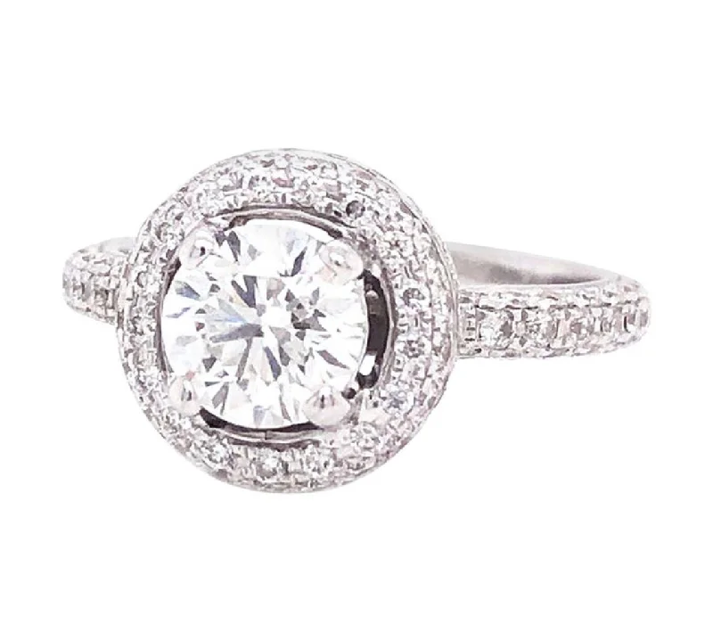 Adjustable Women's Diamond Rings with a Flexible Band for a Comfortable and Custom FitRound Diamond & Double Halo Engagement Ring 1.01 Carrat (GIA) H Color 14K Gold Adjustable Women's Diamond Rings with a Flexible Band for a Comfortable and Custom FitRound Diamond & Double Halo Engagement Ring 1.01 Carrat (GIA) H Color 14K Gold