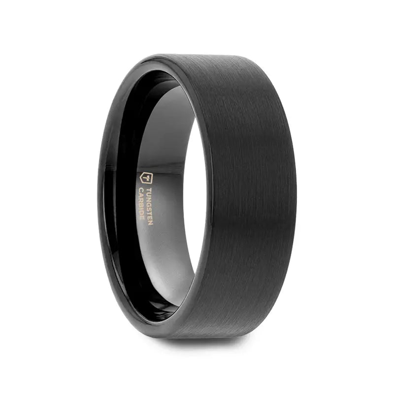 Men's magnetic rings for potential health benefitsSAN ANTONIO Flat Black Tungsten Carbide Ring with Brushed Finish Men's magnetic rings for potential health benefitsSAN ANTONIO Flat Black Tungsten Carbide Ring with Brushed Finish