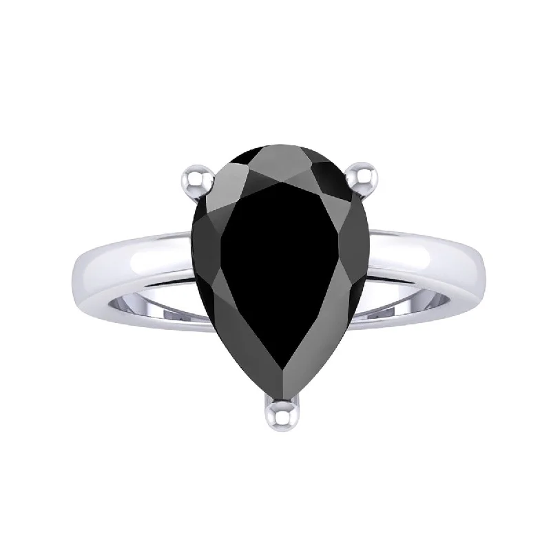 Cushion - Cut Women's Diamond Rings in Platinum with a Soft and Romantic AppearanceAuriya 4 3/8ctw Pear Shaped Solitaire Black Diamond Ring 14k Gold Cushion - Cut Women's Diamond Rings in Platinum with a Soft and Romantic AppearanceAuriya 4 3/8ctw Pear Shaped Solitaire Black Diamond Ring 14k Gold