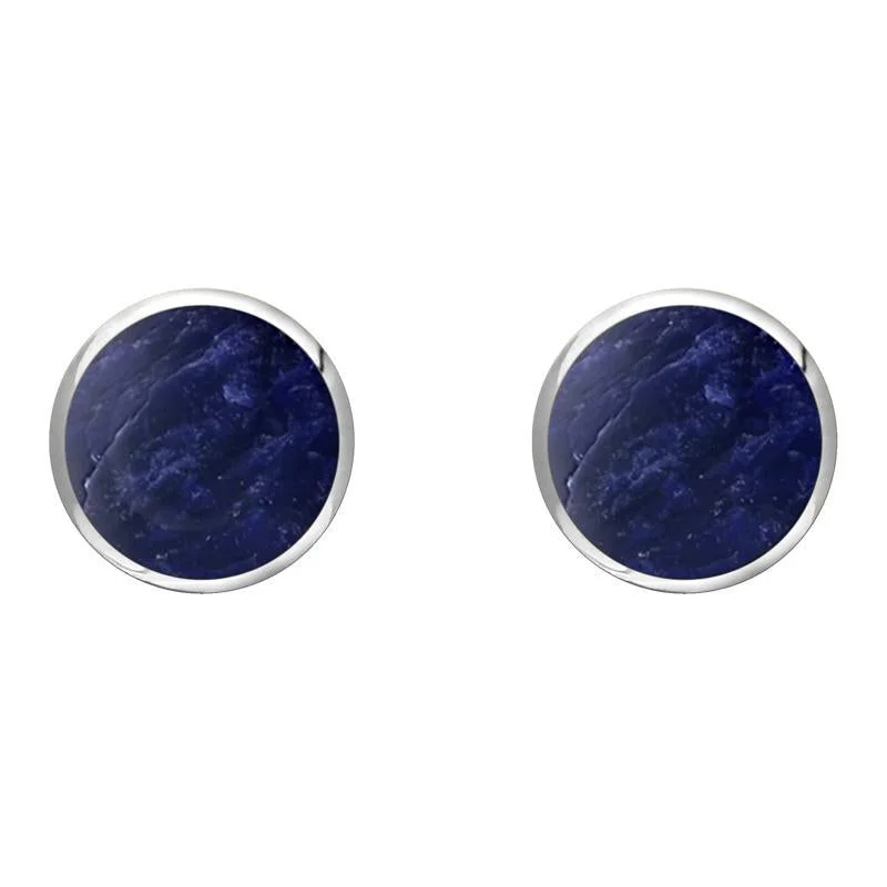 Sterling Silver Sodalite 8mm Classic Large Round Stud Earrings