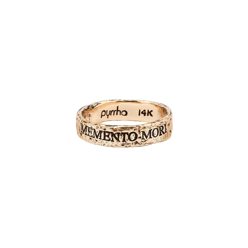 Gothic - Style Women's Rings with Black Onyx and Silver SkullsRemember You Will Die 14K Gold Latin Motto Band Ring Gothic - Style Women's Rings with Black Onyx and Silver SkullsRemember You Will Die 14K Gold Latin Motto Band Ring