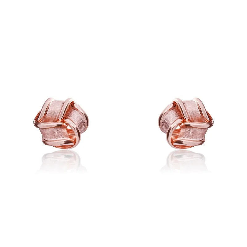 9ct Rose Gold 7mm Looped Knot Stud Earrings