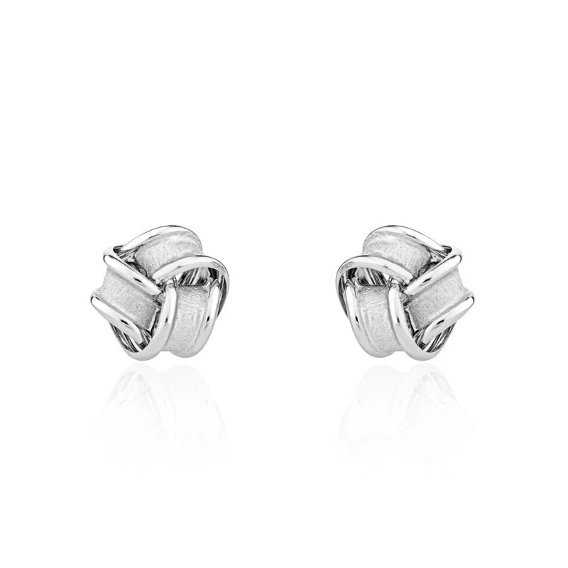 9ct White Gold 8mm Looped Knot Stud Earrings