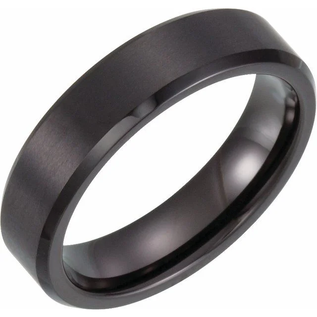 Men's rose - gold - plated rings for a trendy colorBlack PVD Tungsten 6 mm Beveled Edge Band Men's rose - gold - plated rings for a trendy colorBlack PVD Tungsten 6 mm Beveled Edge Band