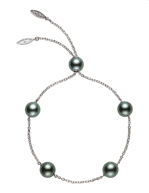 Mikimoto 18ct White Gold 8-8.5mm Black Akoya Pearl Adjustable Bracelet