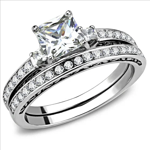 Platinum anniversary rings with diamond accentsCJE3510 Wholesale Women's Stainless Steel High polished AAA Grade CZ Clear Ring Set Platinum anniversary rings with diamond accentsCJE3510 Wholesale Women's Stainless Steel High polished AAA Grade CZ Clear Ring Set