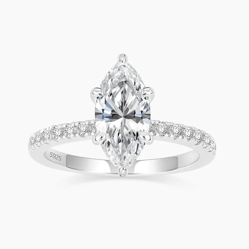 Women's Rings with Birthstones for a Personalized Touch925 Sterling Silver CZ Marquise Ring Women's Rings with Birthstones for a Personalized Touch925 Sterling Silver CZ Marquise Ring