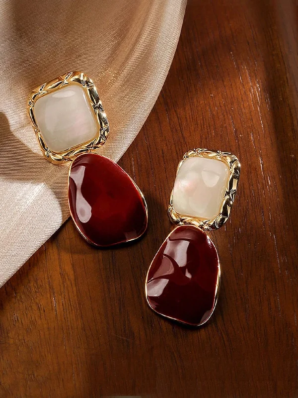 Leaf - shaped drop earrings for a nature - inspired aesthetic1pair Fashionable Zinc Alloy Square Drop Earrings Leaf - shaped drop earrings for a nature - inspired aesthetic1pair Fashionable Zinc Alloy Square Drop Earrings