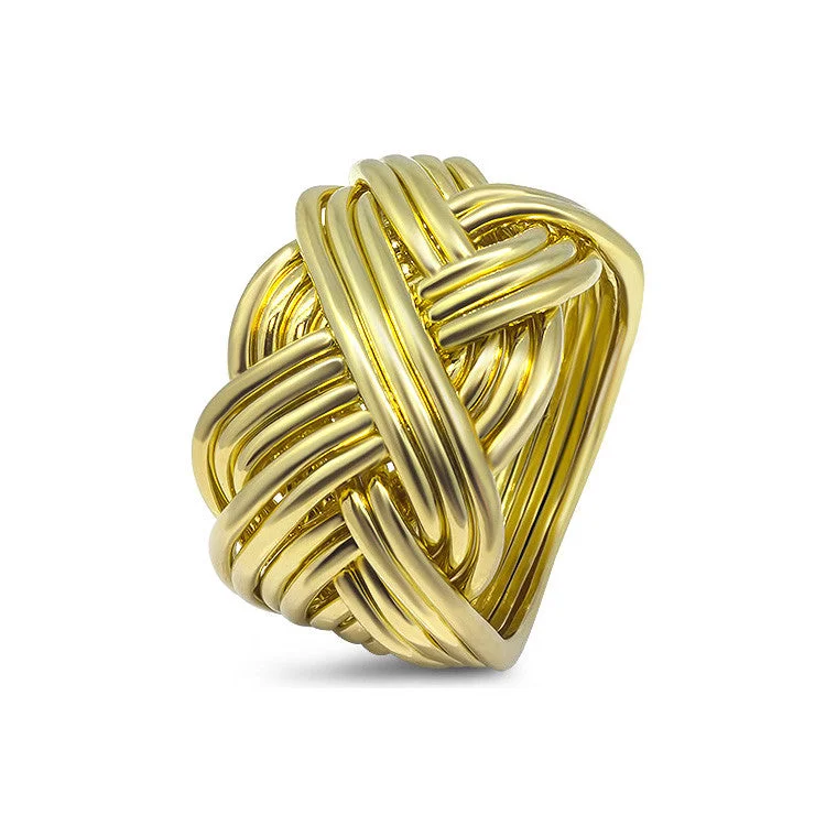 Puzzle rings with a heart - shaped centerpiece for romanticsMens Gold 14B-M