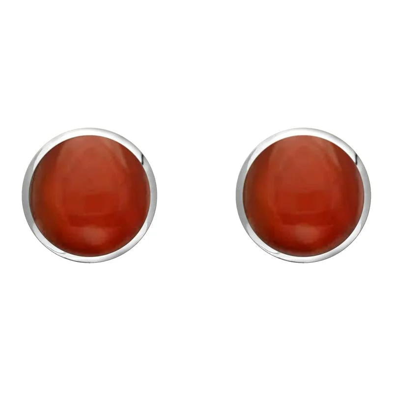 Sterling Silver Carnelian 8mm Classic Large Round Stud Earrings