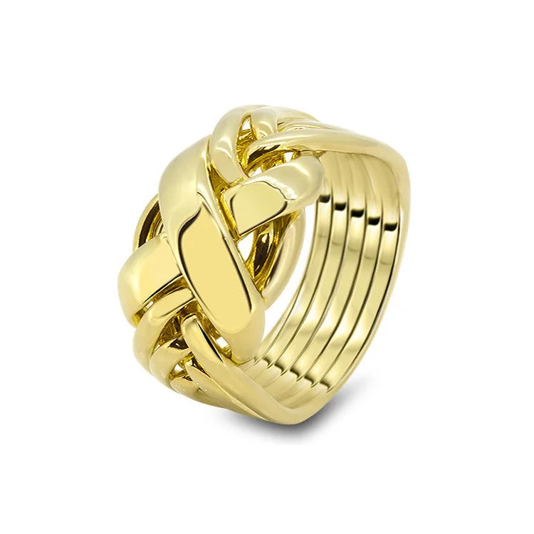 Puzzle rings with a fairy pattern for a whimsical touchMens Gold 6RX-M
