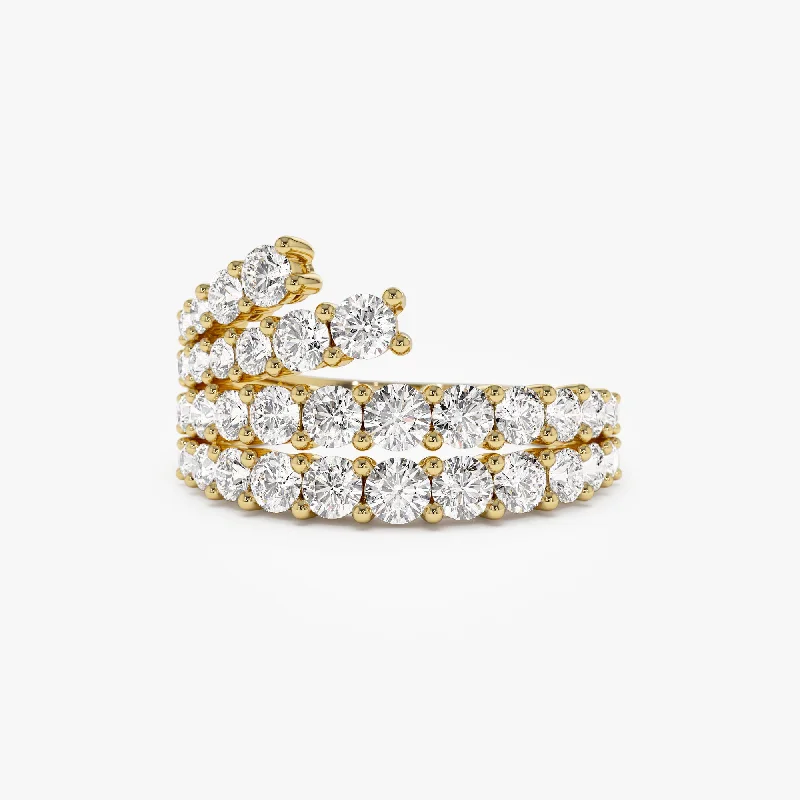 Cushion - Cut Women's Diamond Rings in Platinum with a Soft and Romantic Appearance14k Wave Diamond Statement Ring Cushion - Cut Women's Diamond Rings in Platinum with a Soft and Romantic Appearance14k Wave Diamond Statement Ring