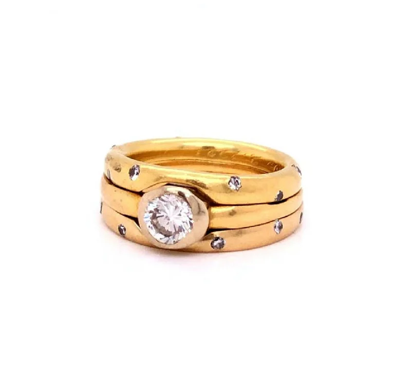 Cathedral - Style Women's Diamond Rings with a Raised Center Setting and Elaborate MetalworkTrinity 18 Karat Yellow Gold 0.80 Carat Center Stone Diamond Band Ring G/H VS1 Cathedral - Style Women's Diamond Rings with a Raised Center Setting and Elaborate MetalworkTrinity 18 Karat Yellow Gold 0.80 Carat Center Stone Diamond Band Ring G/H VS1