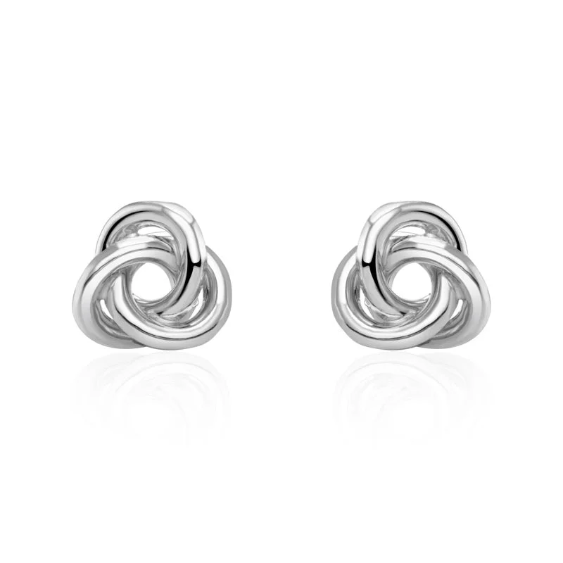 9ct White Gold 11mm Looped Knot Stud Earrings