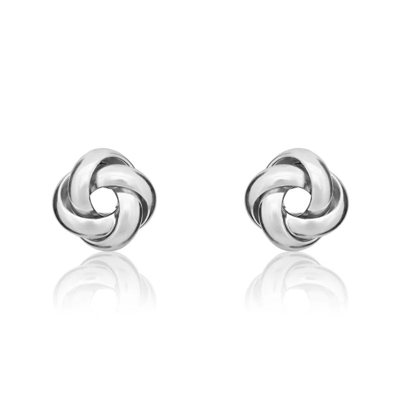 9ct White Gold 9mm Looped Knot Stud Earrings