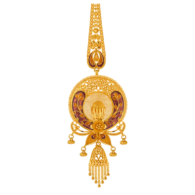 Cathedral - Style Women's Diamond Rings with a Raised Center Setting and Elaborate Metalwork22k Yellow Gold Maang Tika Cathedral - Style Women's Diamond Rings with a Raised Center Setting and Elaborate Metalwork22k Yellow Gold Maang Tika