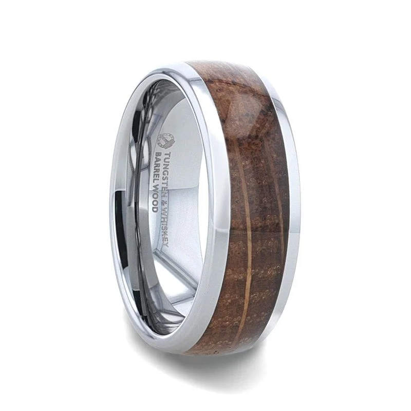 Men's beaded rings with semi - precious stonesThorsten FORMENT Whiskey Barrel Wood Inlaid Tungsten Men's Wedding Band With Domed Polished Edges Made From Genuine Whiskey Barrels - 8mm Men's beaded rings with semi - precious stonesThorsten FORMENT Whiskey Barrel Wood Inlaid Tungsten Men's Wedding Band With Domed Polished Edges Made From Genuine Whiskey Barrels - 8mm